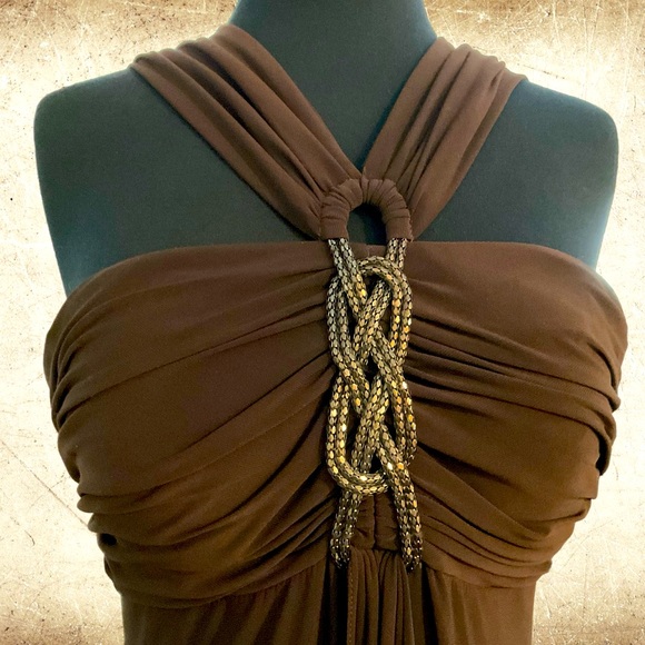 NWOT 80’s Beautiful Chocolate Brown Maxi Dress By NW Nightway Size 10 - Picture 1 of 5